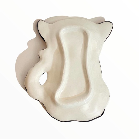 Bulldog Skeleton Puppy Dog Sugar Skull Smoke Ashtray Jewelry Dish Ceramic Plate - Picture 3 of 8